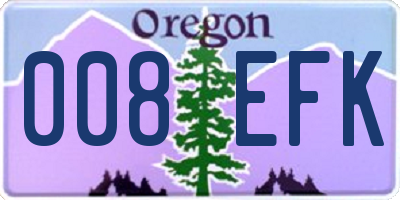 OR license plate 008EFK