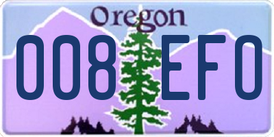 OR license plate 008EFO