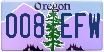 OR license plate 008EFW