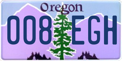 OR license plate 008EGH