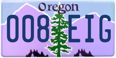 OR license plate 008EIG
