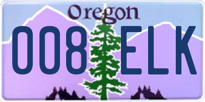 OR license plate 008ELK