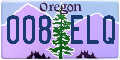 OR license plate 008ELQ