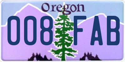 OR license plate 008FAB