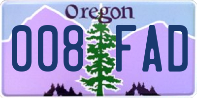 OR license plate 008FAD