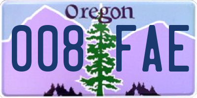 OR license plate 008FAE