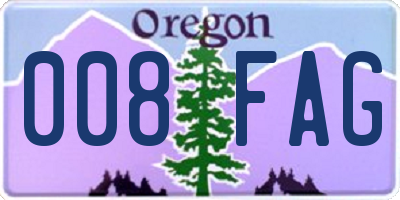 OR license plate 008FAG