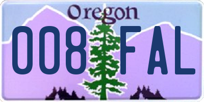 OR license plate 008FAL