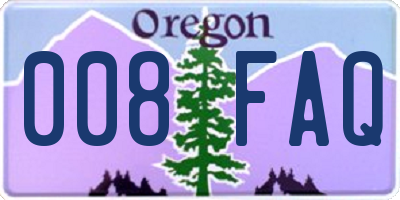 OR license plate 008FAQ