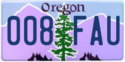 OR license plate 008FAU