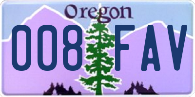 OR license plate 008FAV