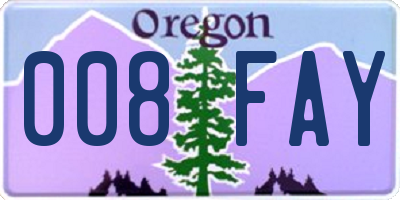 OR license plate 008FAY