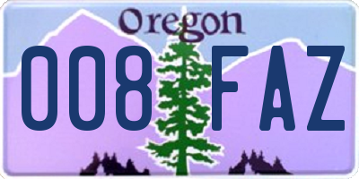 OR license plate 008FAZ