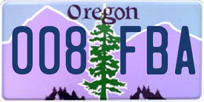 OR license plate 008FBA