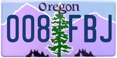 OR license plate 008FBJ