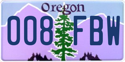 OR license plate 008FBW