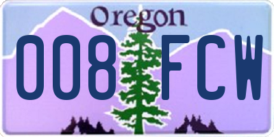 OR license plate 008FCW