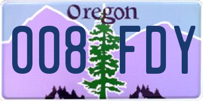 OR license plate 008FDY