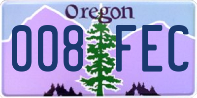 OR license plate 008FEC