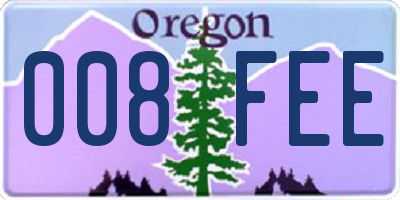 OR license plate 008FEE