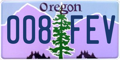 OR license plate 008FEV