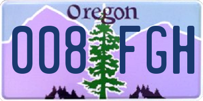 OR license plate 008FGH