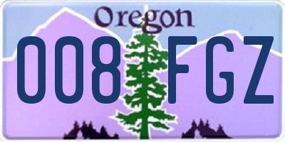OR license plate 008FGZ