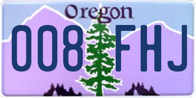OR license plate 008FHJ