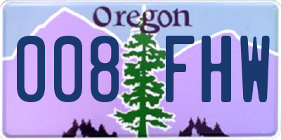 OR license plate 008FHW