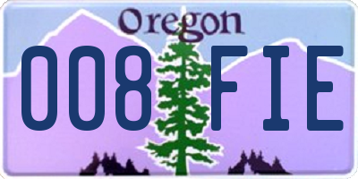 OR license plate 008FIE