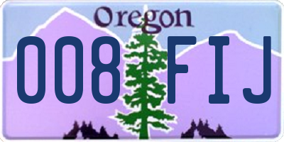 OR license plate 008FIJ