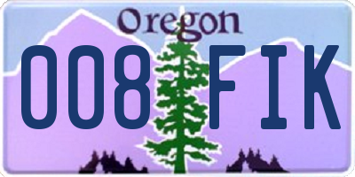 OR license plate 008FIK