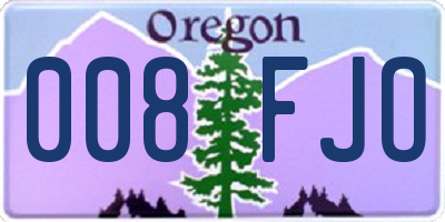OR license plate 008FJO