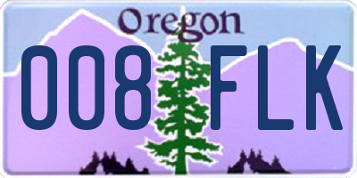 OR license plate 008FLK