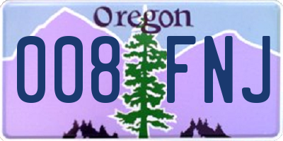 OR license plate 008FNJ