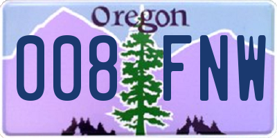 OR license plate 008FNW