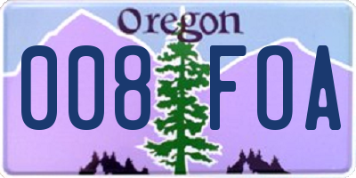 OR license plate 008FOA