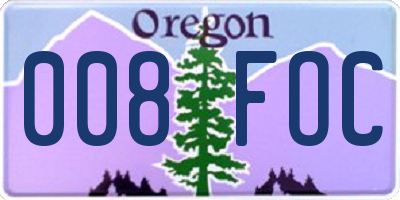 OR license plate 008FOC