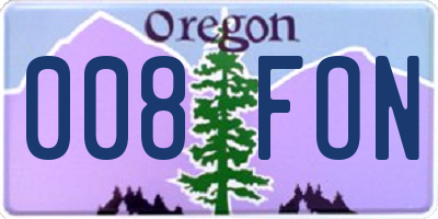 OR license plate 008FON