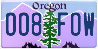 OR license plate 008FOW