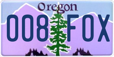 OR license plate 008FOX