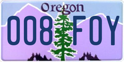 OR license plate 008FOY
