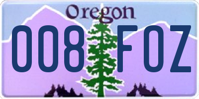 OR license plate 008FOZ