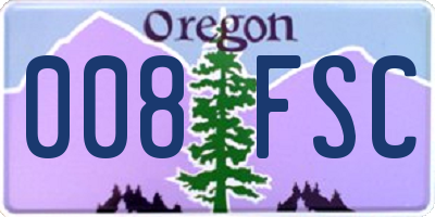 OR license plate 008FSC