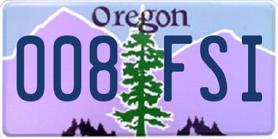 OR license plate 008FSI