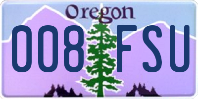 OR license plate 008FSU