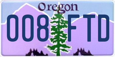 OR license plate 008FTD