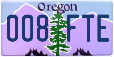 OR license plate 008FTE