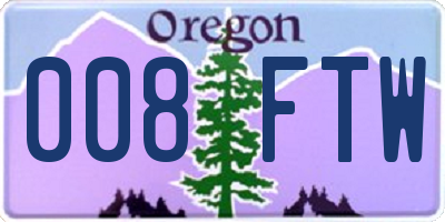 OR license plate 008FTW