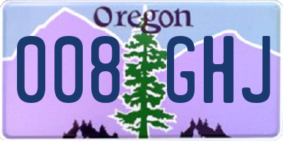 OR license plate 008GHJ